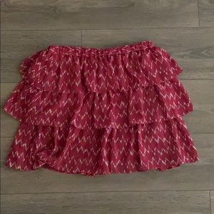 Tiered Pink Peasant Skirt w Pattern